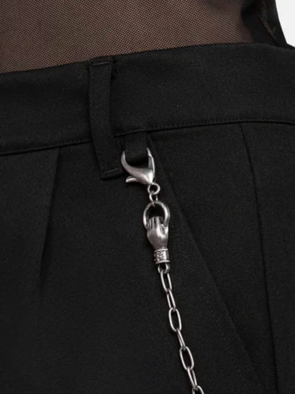 Disturbia Black Tailored Trousers with Silver Chain - Picture 2 of 6